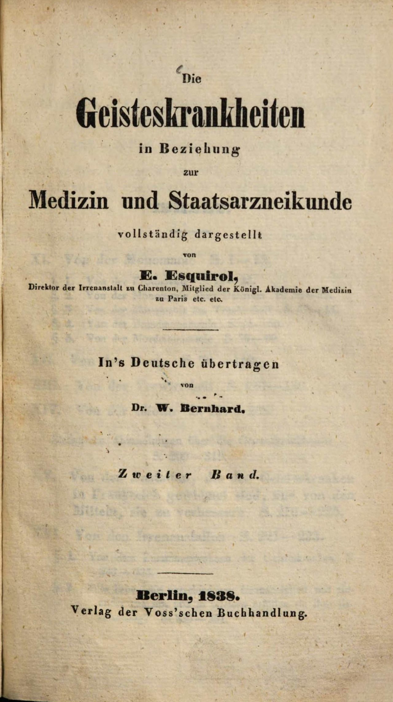 Titelblatt Esquirol 1838_II